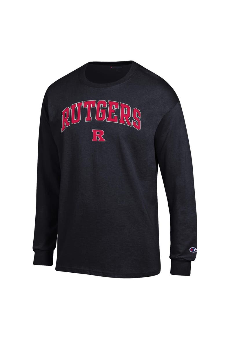 Men's Champion  Black Rutgers Scarlet Knights Arch Over Logo Long Sleeve T-Shirt, Alternate, color, Black