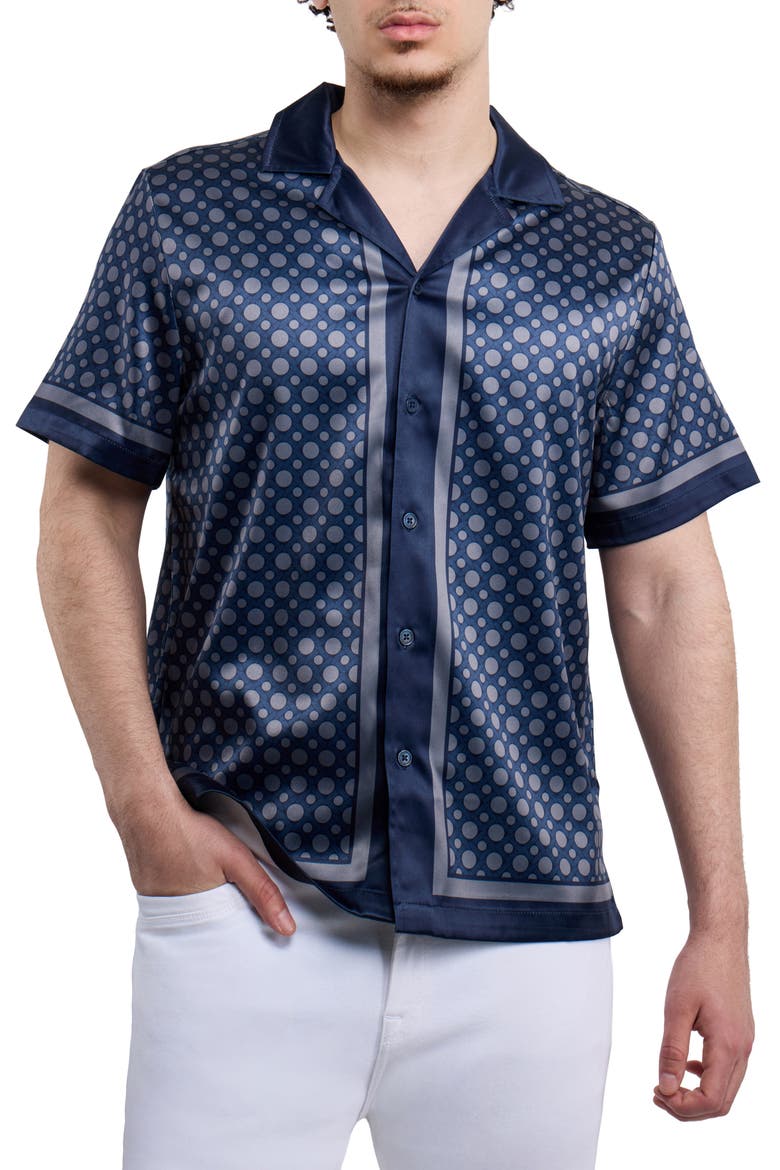 Circle Printed Camp Shirt, Main, color, NAVY