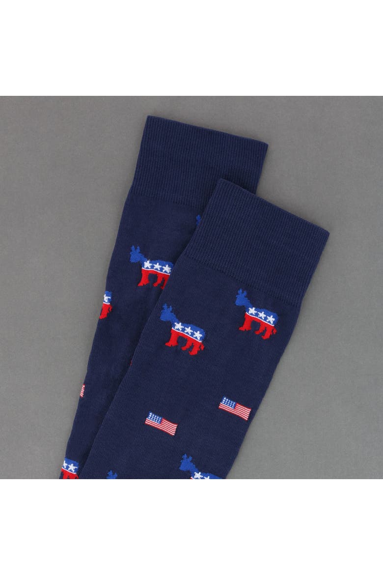 Show Your Support Political Party Over The Calf Socks, Alternate, color, Navy Democratic Party