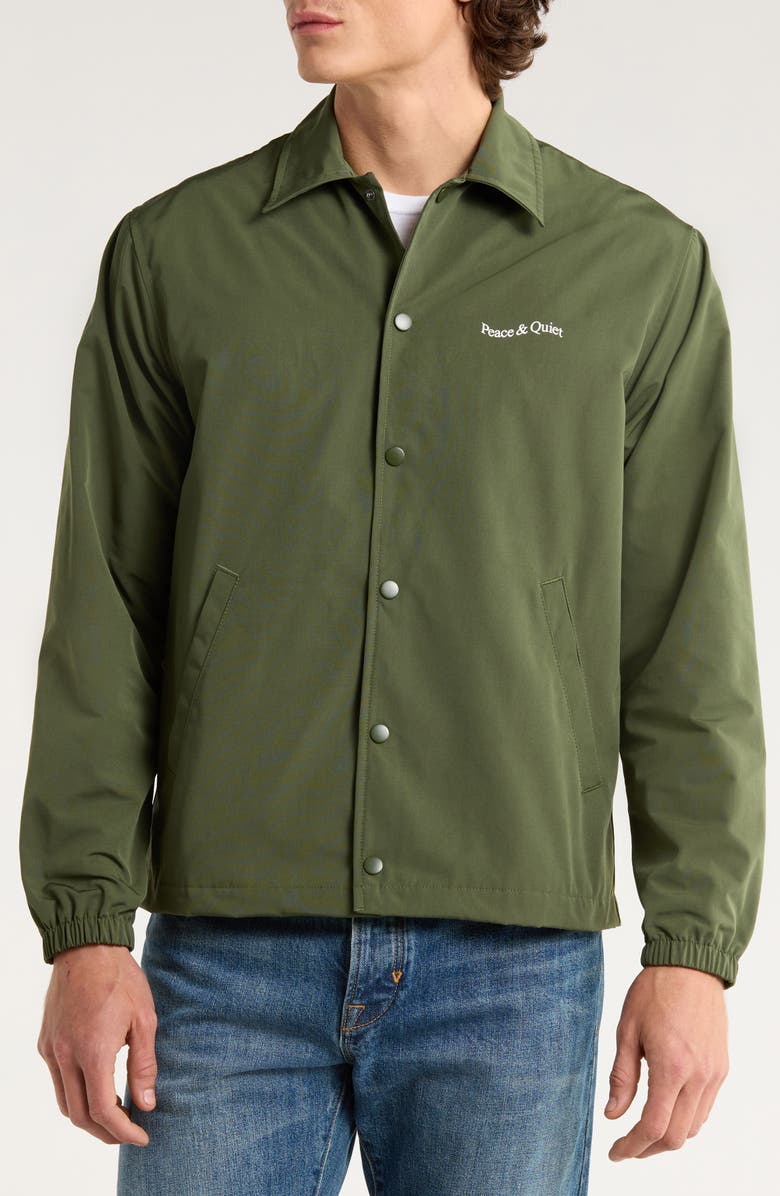 Museum of Peace & Quiet Wordmark Coach's Jacket, Alternate, color, Forest
