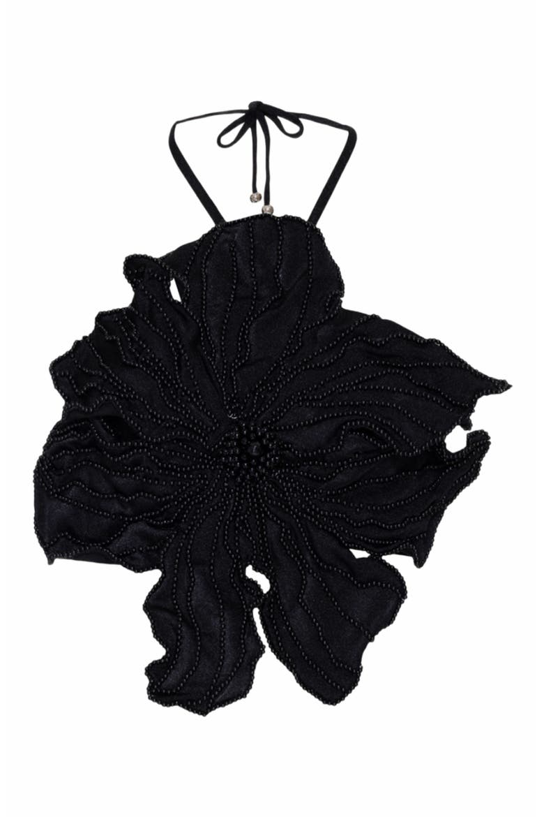 Hand-Beaded Flower Top, Alternate, color, BLACK