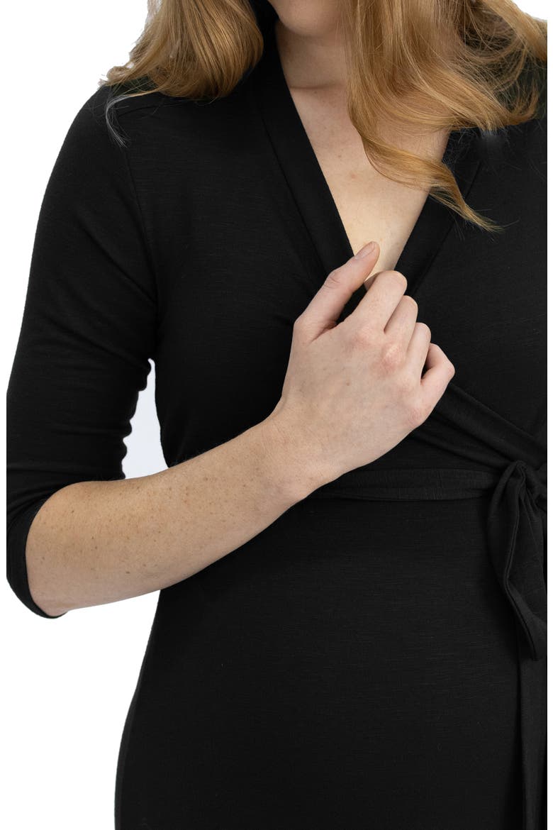 Jersey Maternity/Nursing Wrap Dress, Alternate, color, BLACK