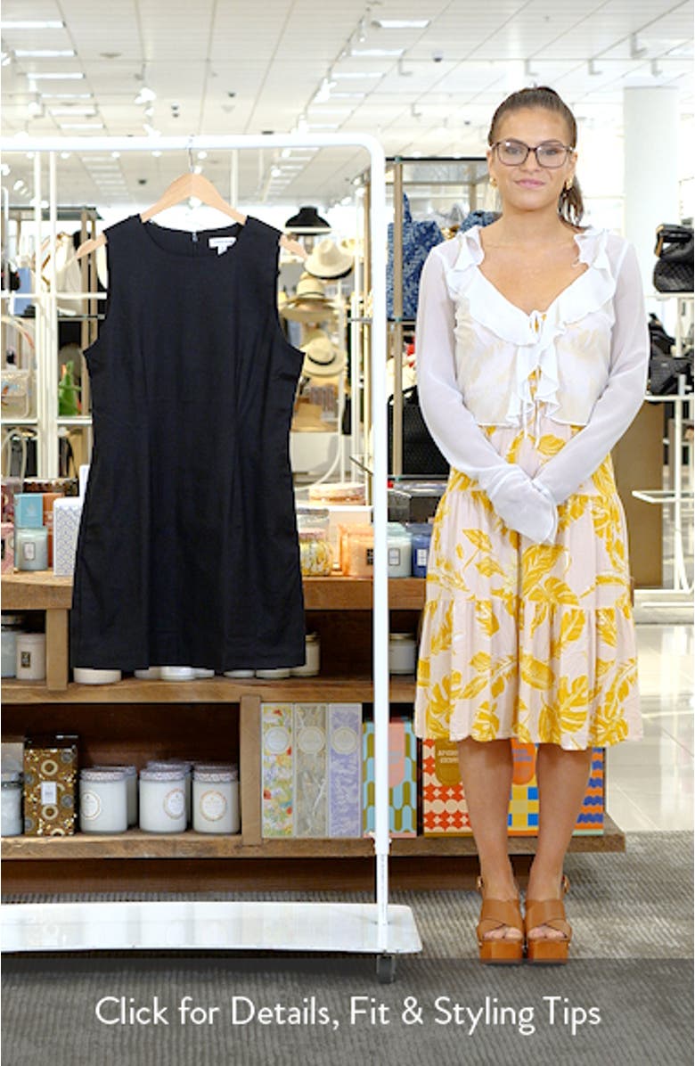 Sleeveless Stretch Linen Blend Minidress, sales video thumbnail