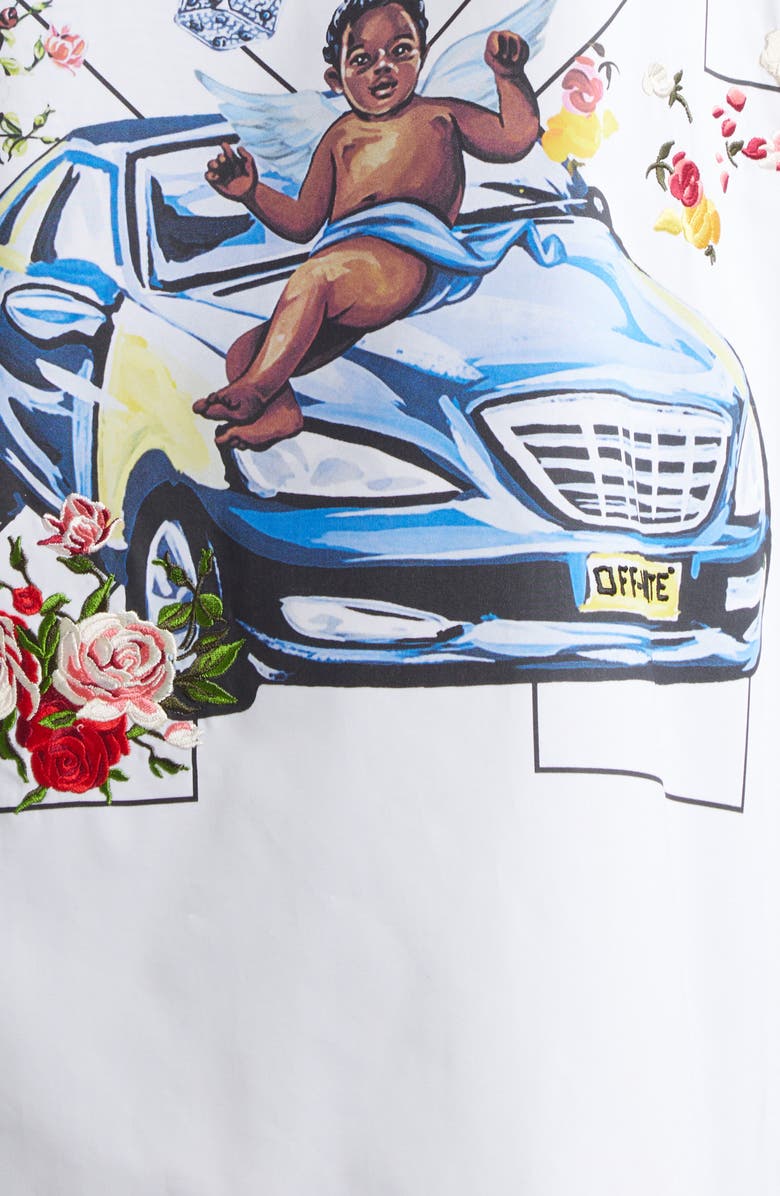 Off-White Fresco Arrow Short Sleeve Cotton Bowling Shirt, Alternate, color, White - Mu