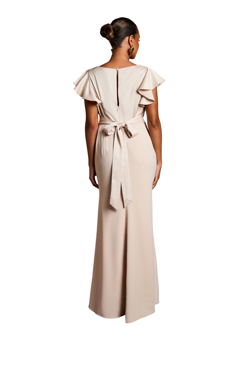 Coast Petite V-Neck Maxi Bridesmaid Dress, Alternate, color, Champagne