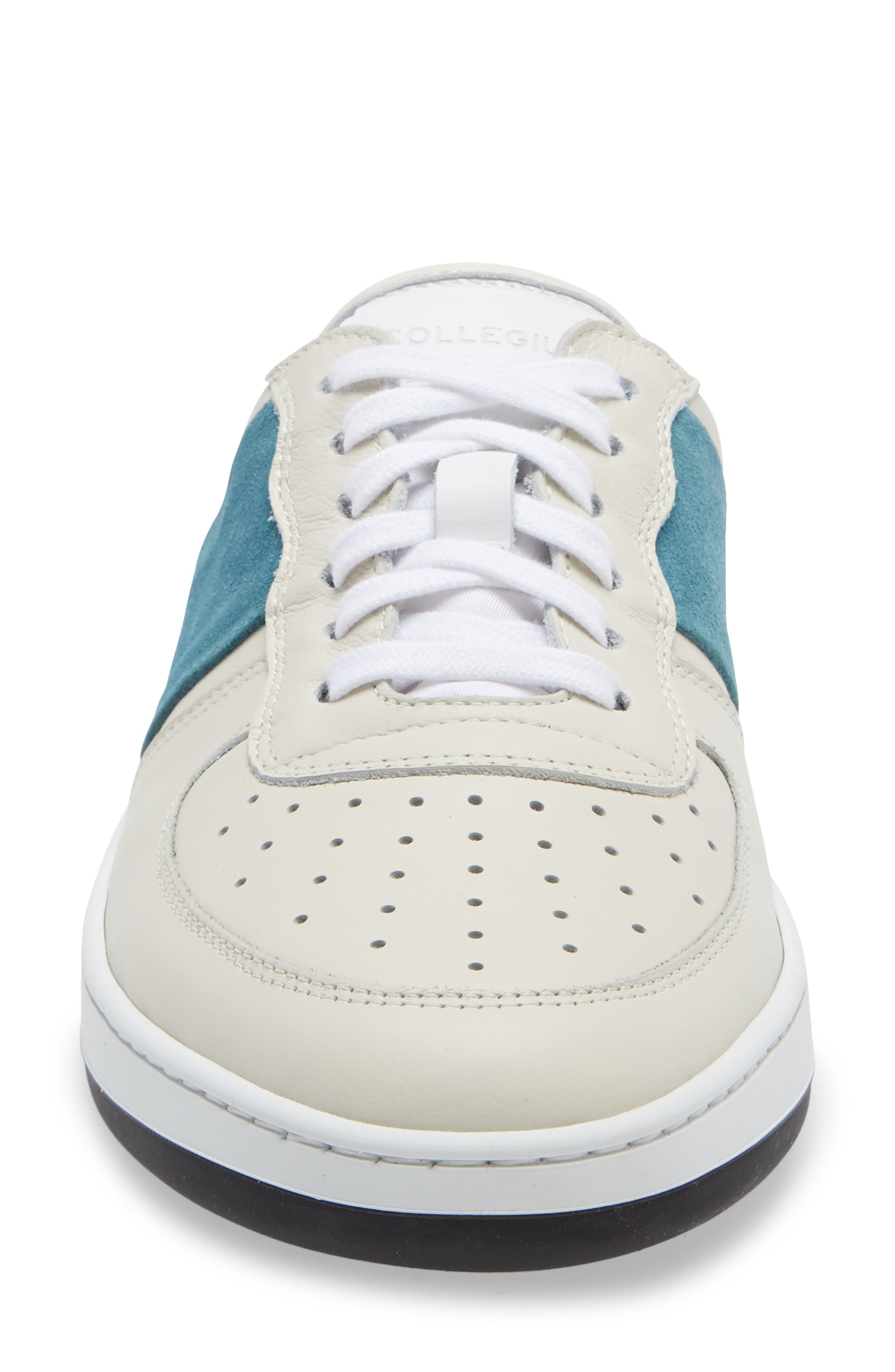 Collegium Pillar Mule, Alternate, color, White/ Aqua Blue Suede