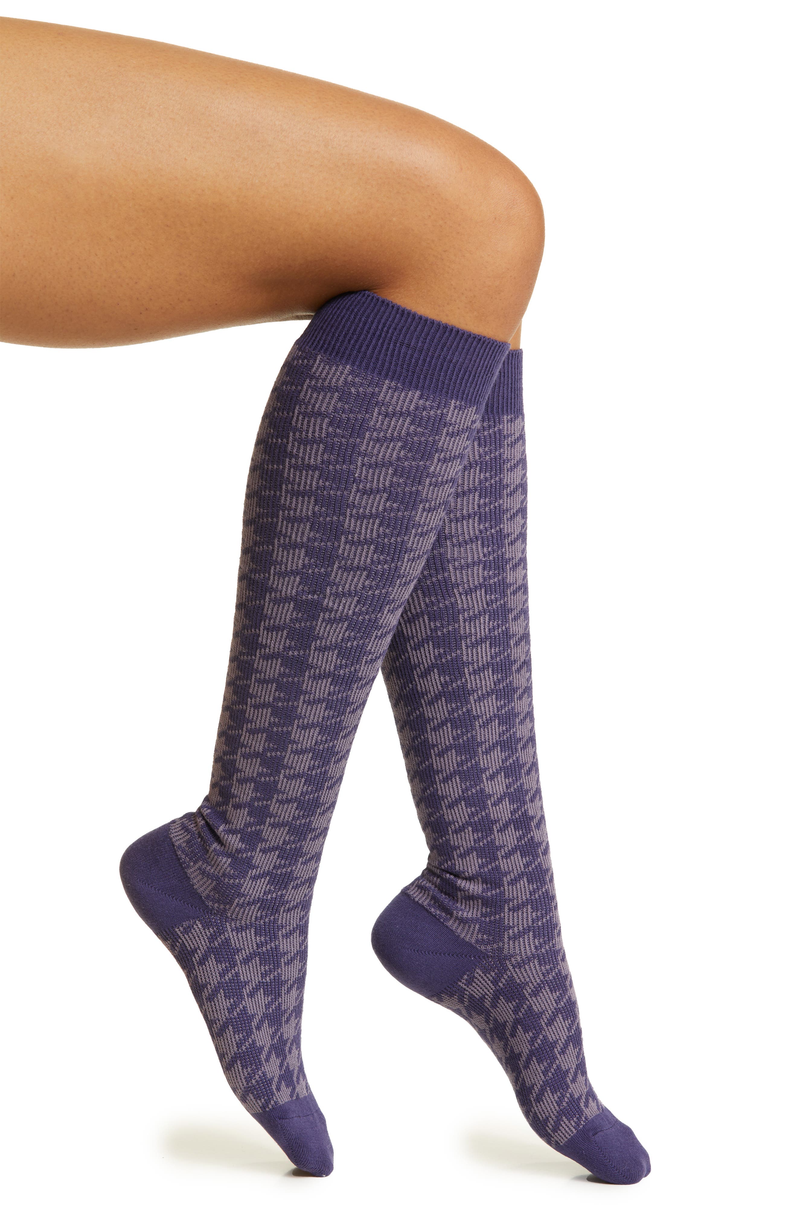 Houndstooth Knee Socks