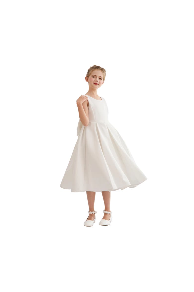 Satin Bow-Back Dress, Alternate, color, White