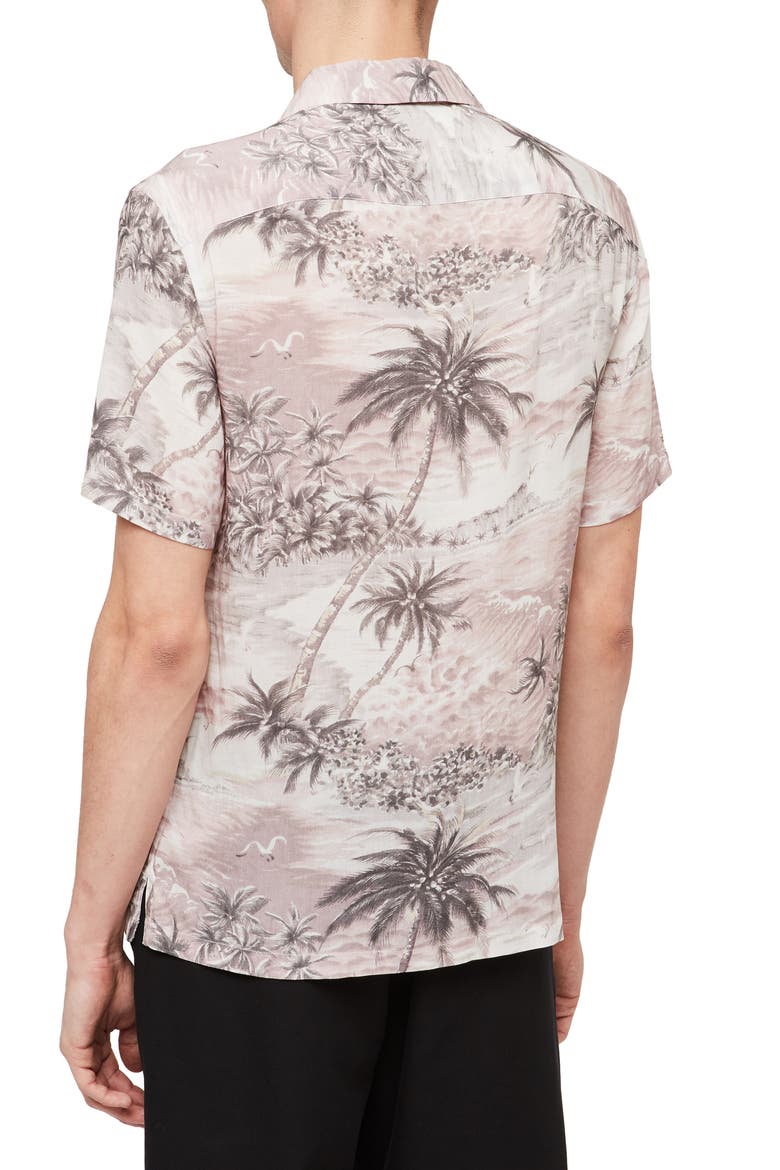 Tiki Slim Fit Print Camp Shirt, Alternate, color, GREY