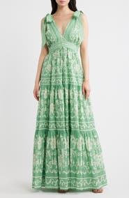 FLYING TOMATO Print Cotton Maxi Dress