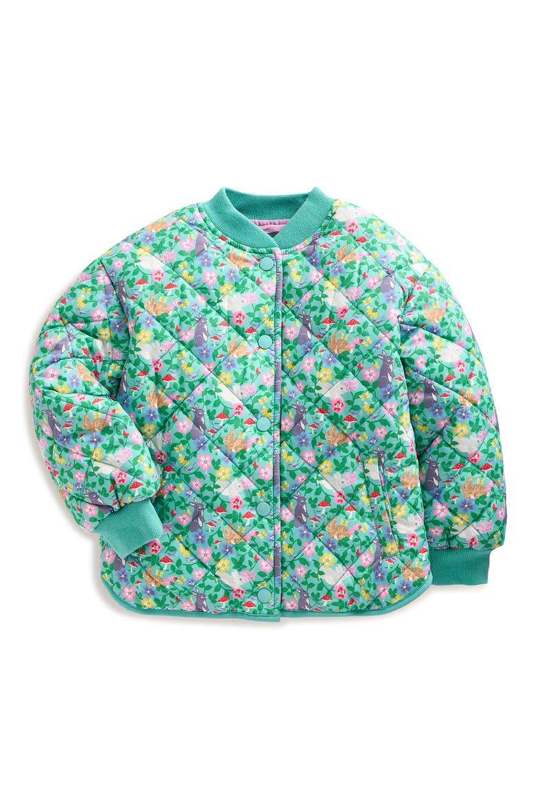 Kids' Fun Quilted Bomber Jacket, Main, color, CORSICA BLUE BUNNY FIELD