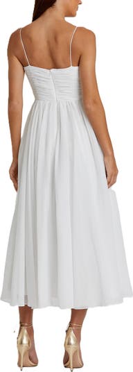 Faux Wrap Sleeveless Flowy Midi Dress