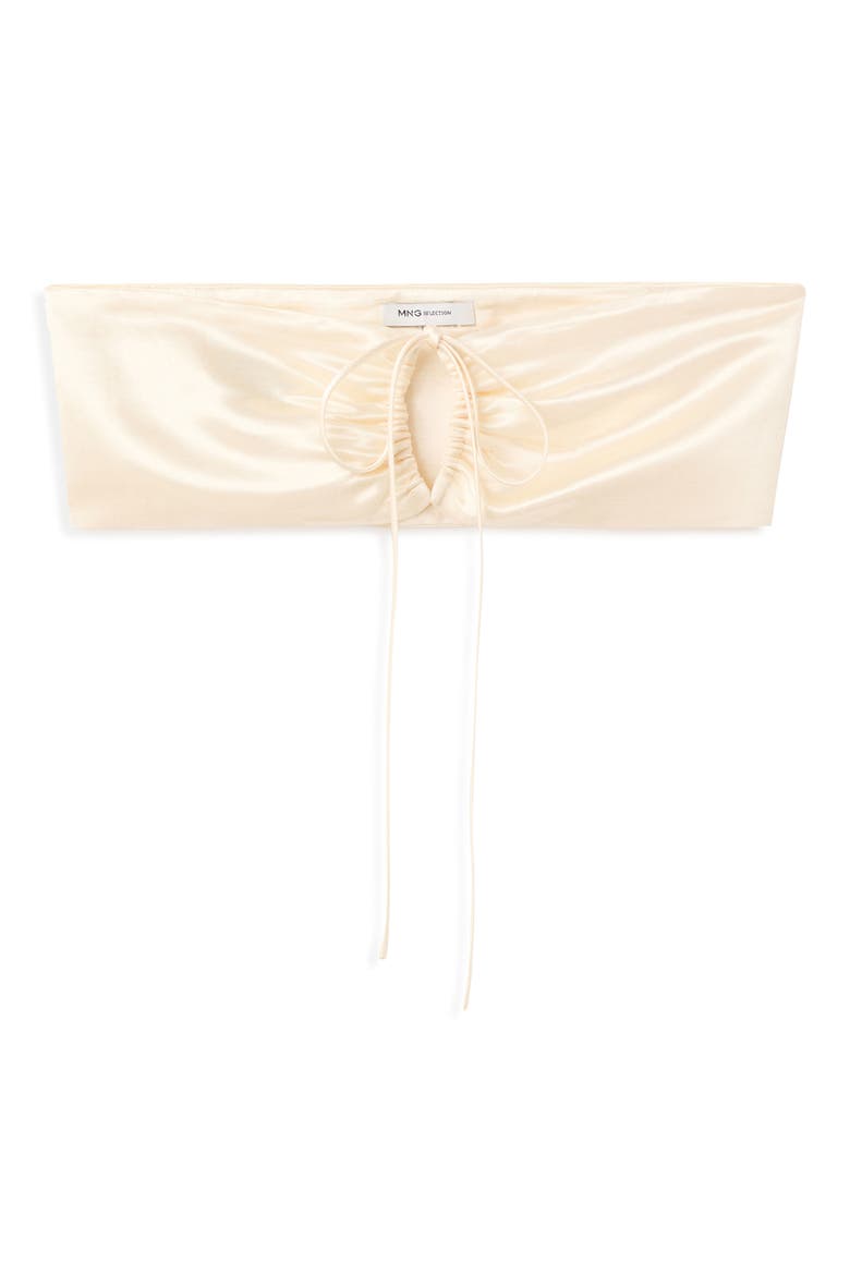 Satin Crop Bandeau Top, Main, color, BEIGE