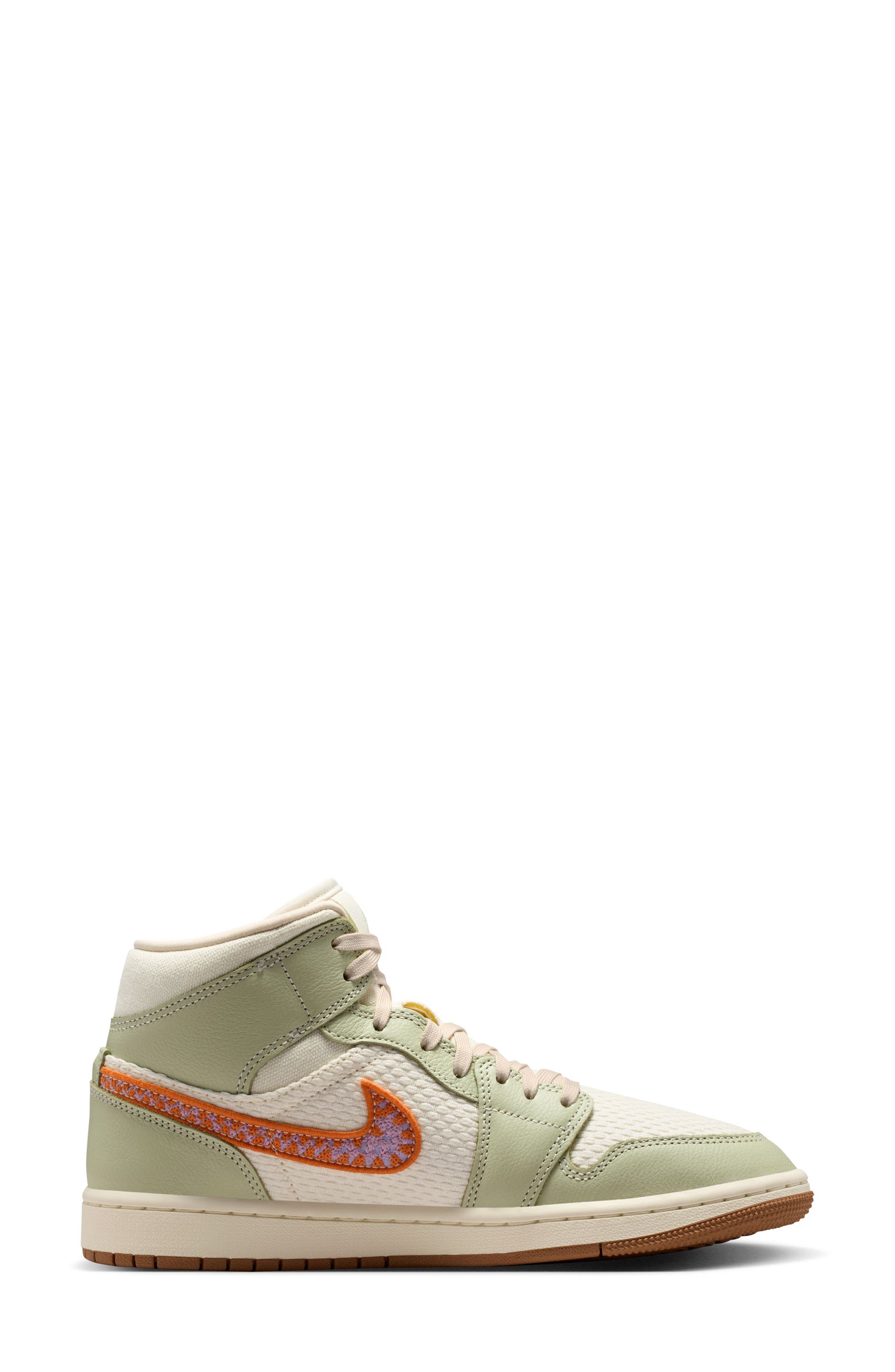 Jordan Air Jordan 1 Mid SE Basketball Sneaker, Alternate, color, Olive Aura/ Blue/ Pearl White