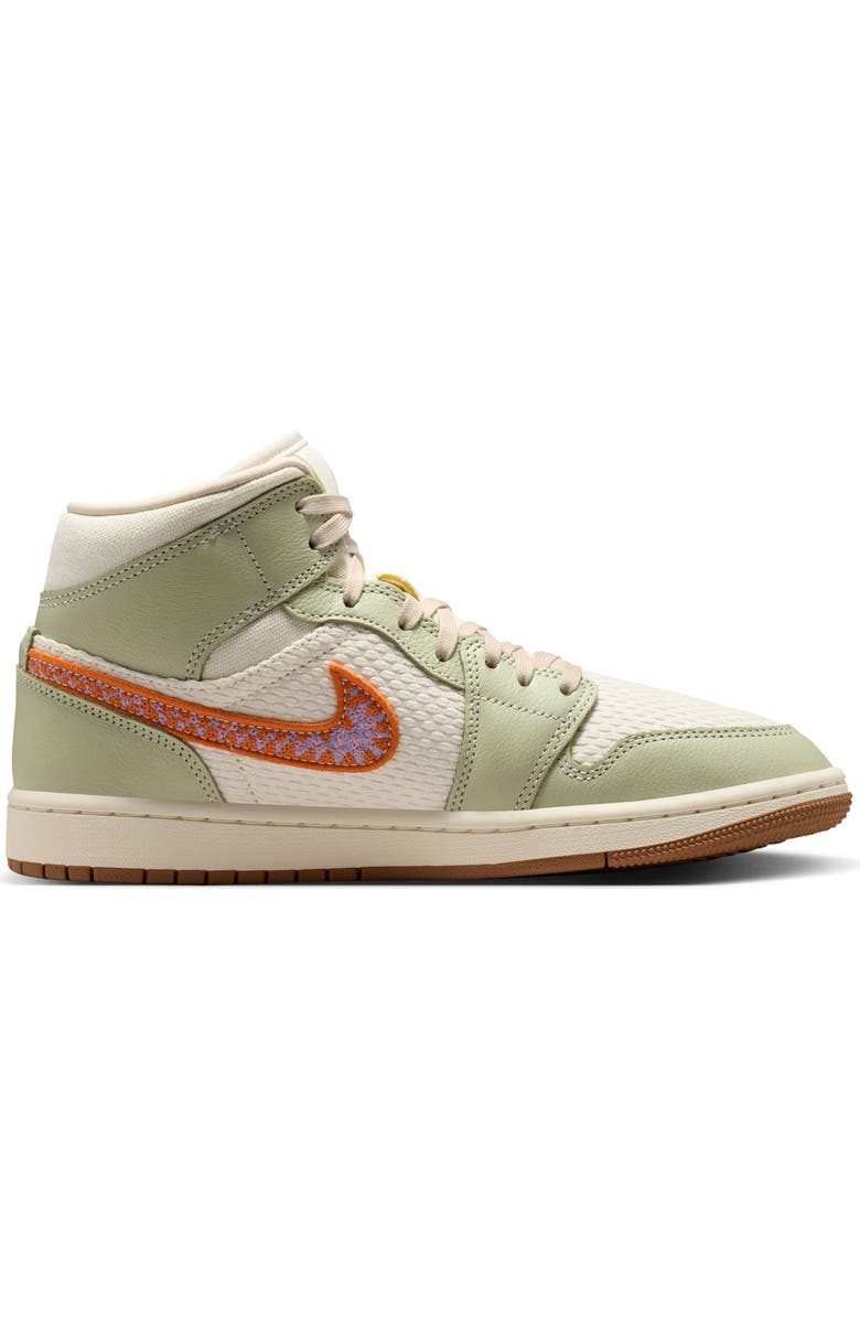 Jordan Air Jordan 1 Mid SE Basketball Sneaker, Alternate, color, Olive Aura/ Blue/ Pearl White