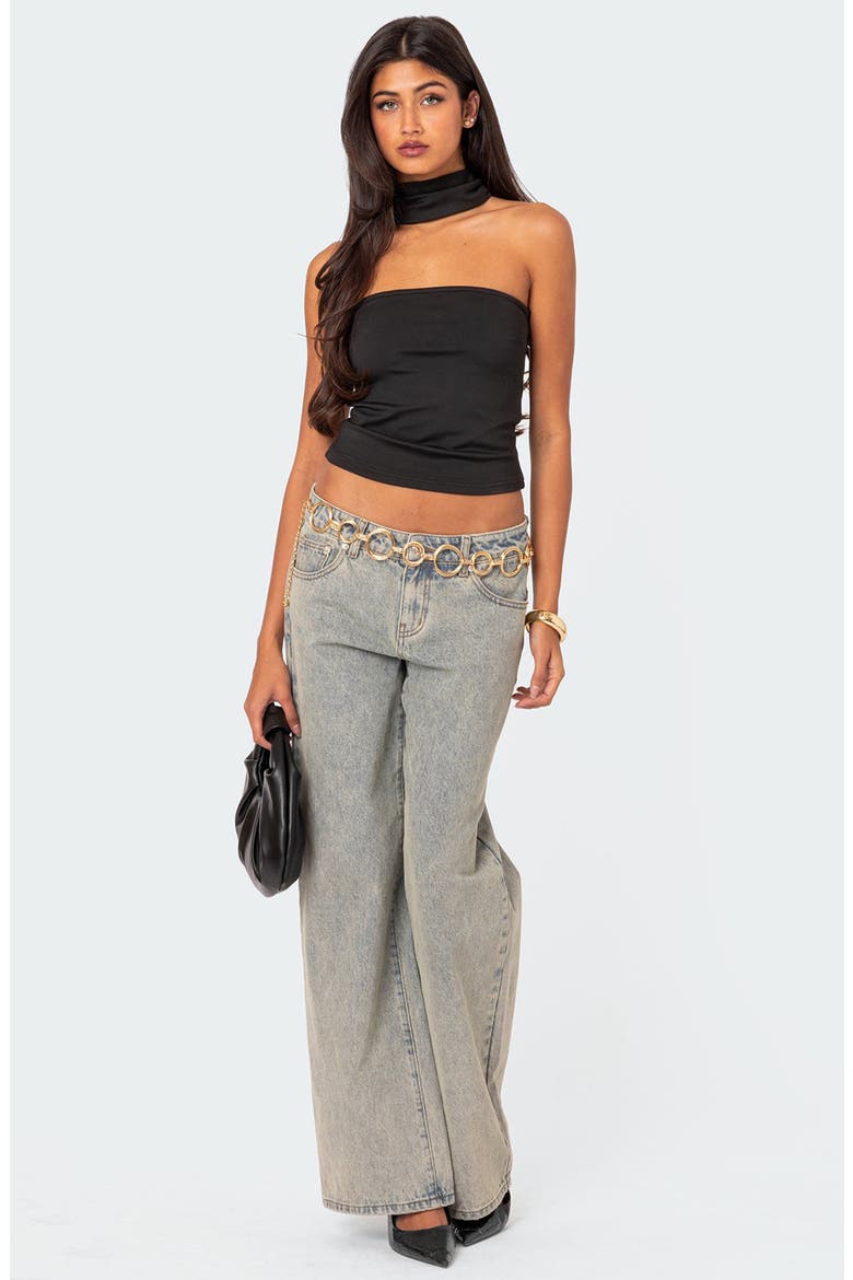 Alyssia Strapless Choker Top, Alternate, color, BLACK