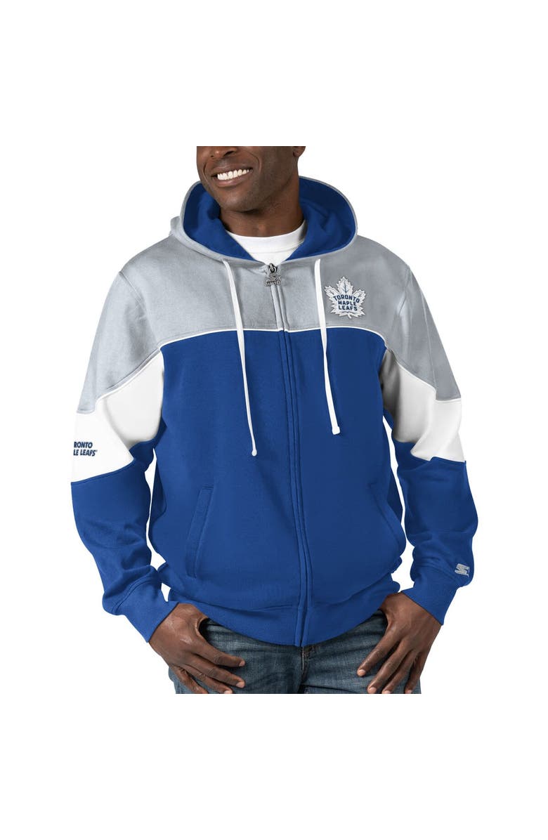 STARTER Men's Starter  Blue/Gray Toronto Maple Leafs Power Forward Full-Zip Hoodie, Alternate, color, 