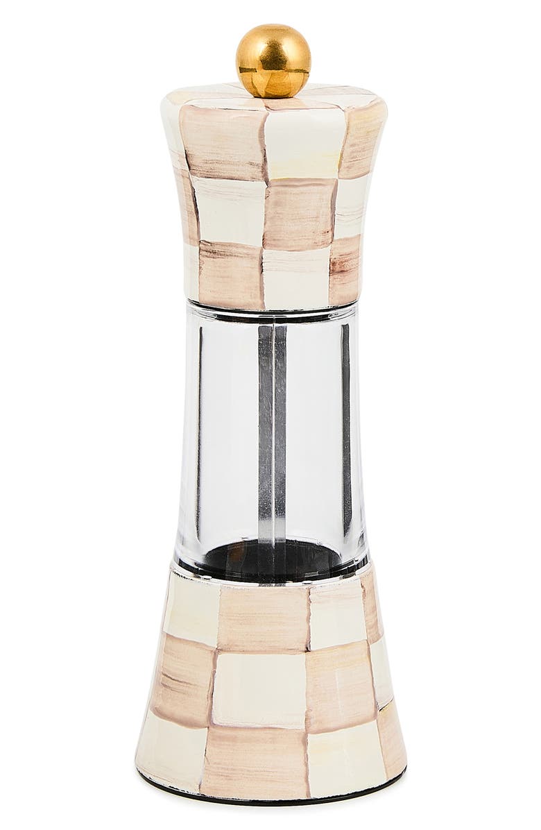 MACKENZIE CHILDS Mocha Check Enameled Steel Grinder, Main, color, Brown/White