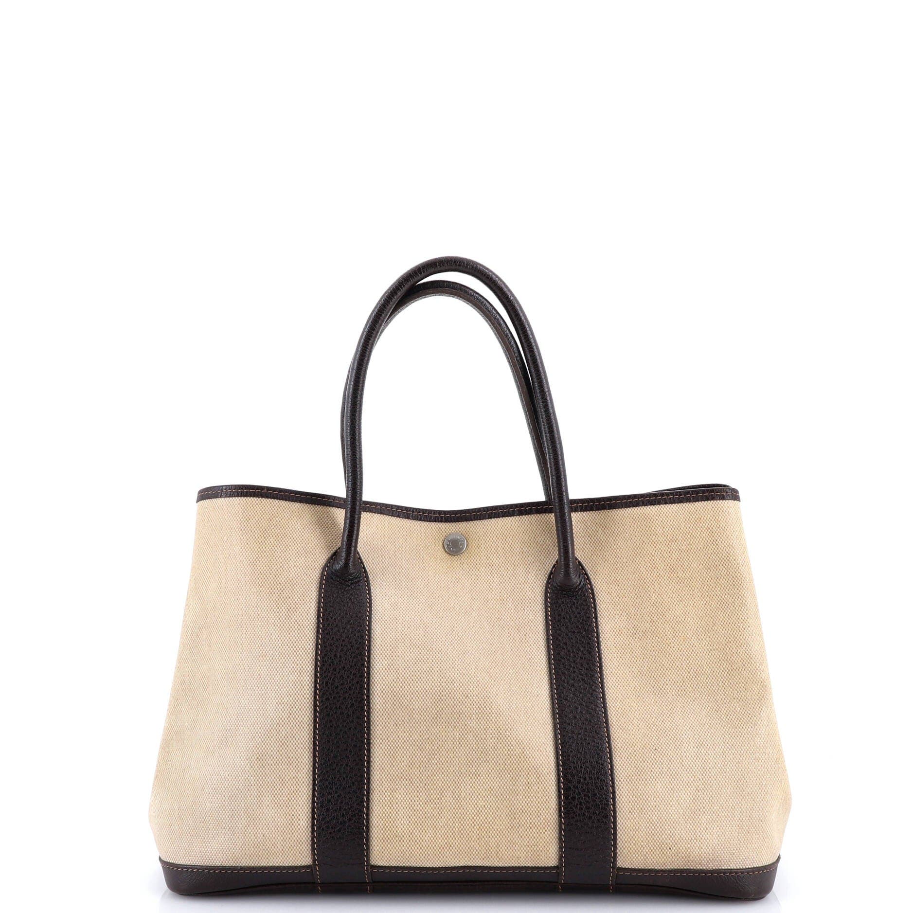 Pre-Owned Hermes Garden Party Tote Toile and Leather 36, Alternate, color, Ecru