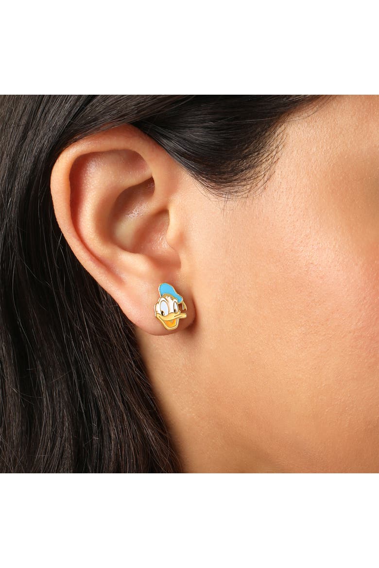 Daisy and Donald Duck Mismatched Small Stud Earrings Official License, Alternate, color, Metallic Gold