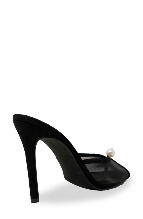 Chase & Chloe Chase And Chloe Halston Faux Pearl Mesh Sandal In Black