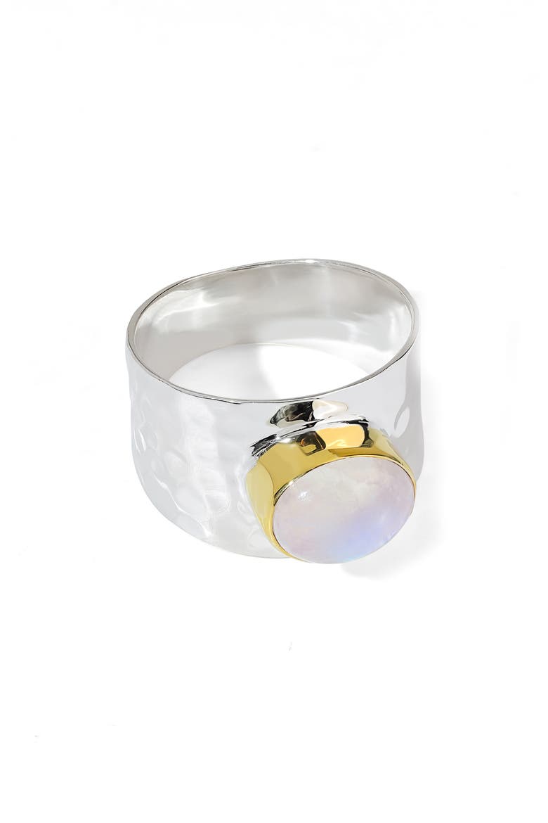 Moonstone Hammered Statement Ring, Alternate, color, WHITE/ BLUE
