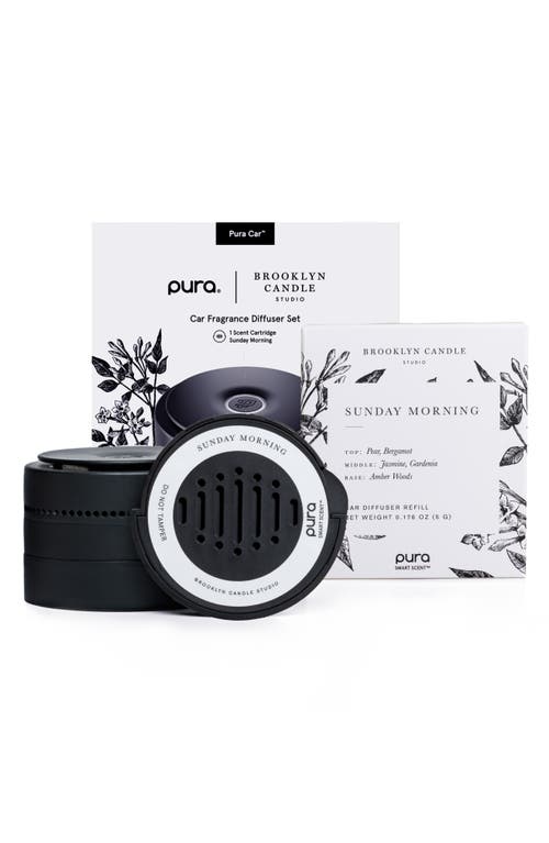 Pura X Brooklyn Candle Studio Sunday Morning Car Fragrance Diffuser Set In Black
