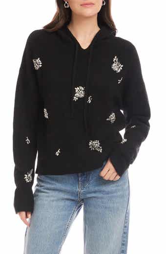 Crystal Embellished Knit Hoodie