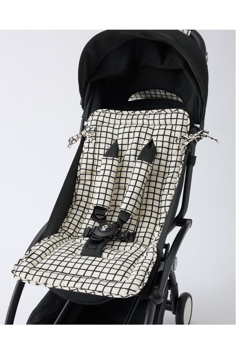 Stroller Party Seat Liner & Strap Covers, Main, color, Black Grid