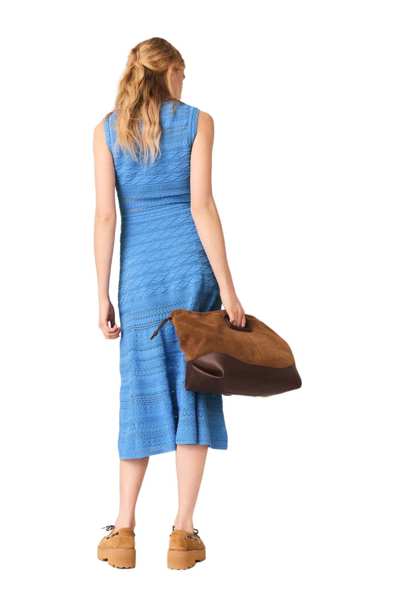 maje Pointelle knit maxi dress, Alternate, color, Blue