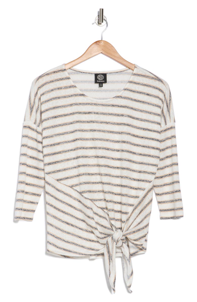 Bobeau Caty Three-Quarter Sleeve Side Tie Top, Alternate, color, 