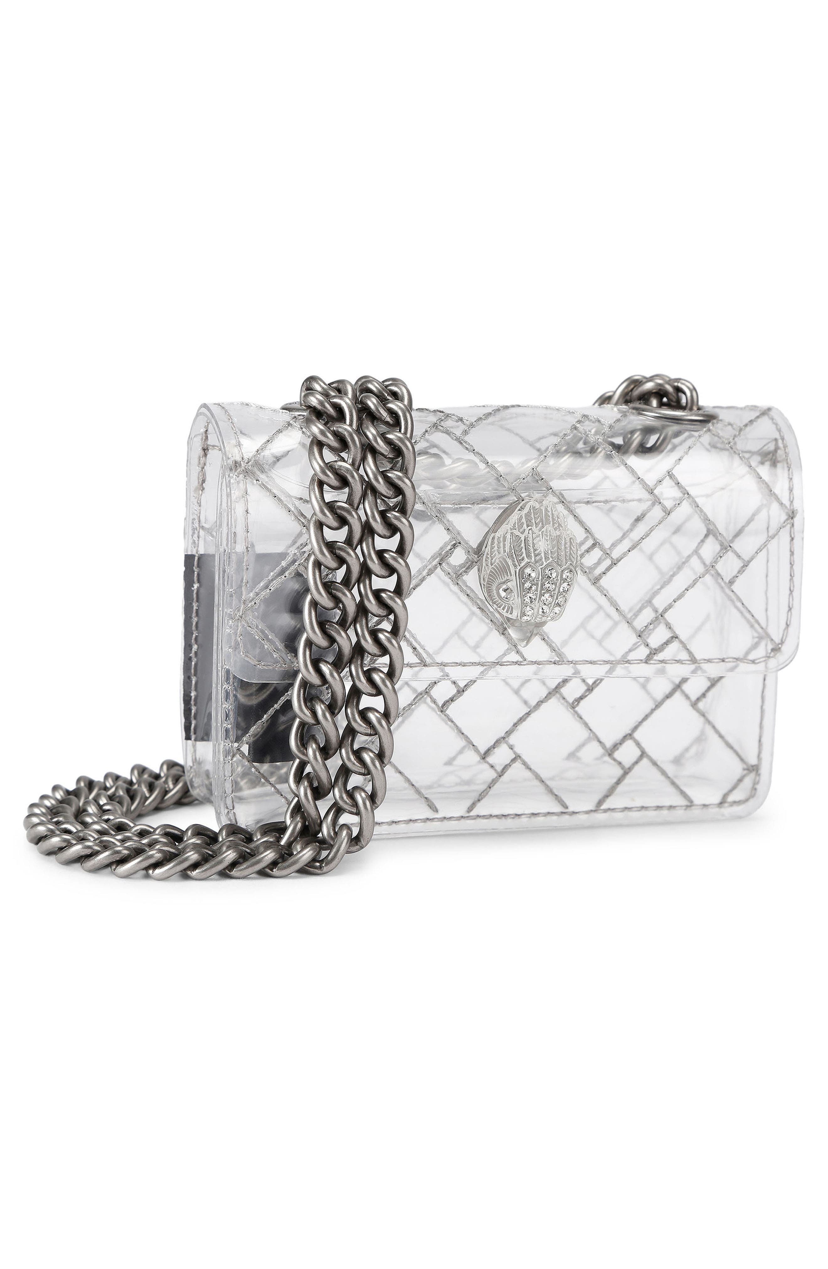 Kurt Geiger London Micro Kensington Vinyl Crossbody Bag, Alternate, color, Clear/Silver