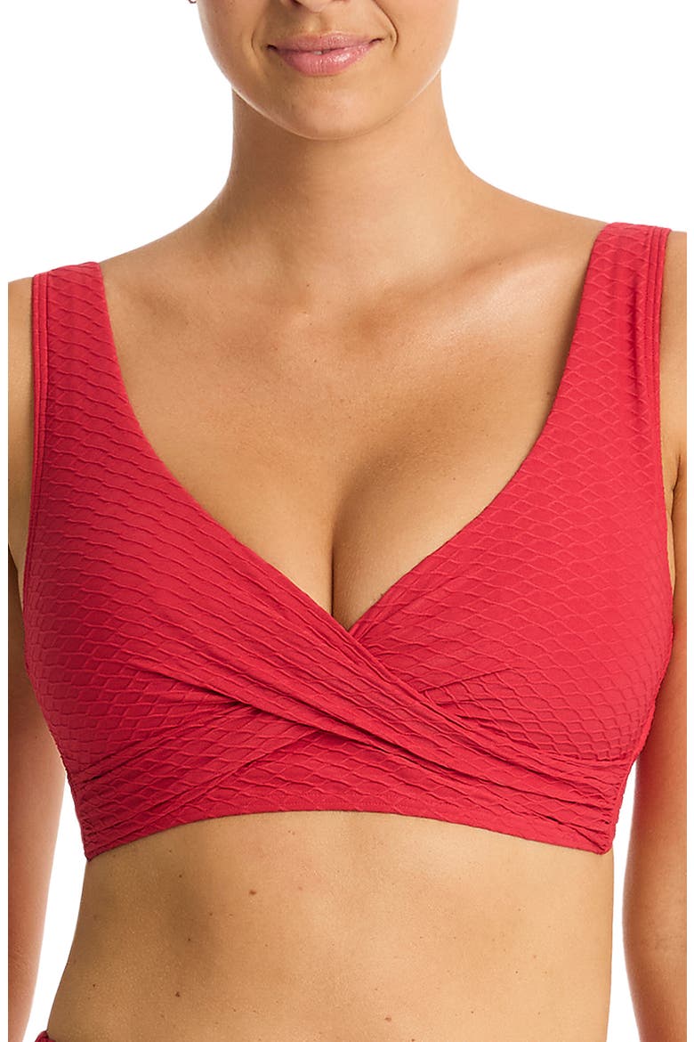 Cross Front Multifit Bikini Top, Main, color, RED