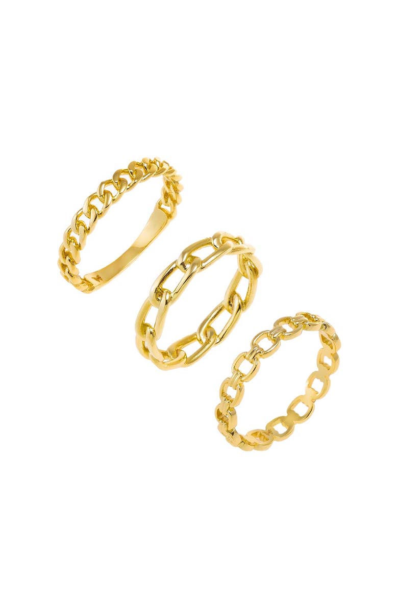 BY ADINA EDEN Solid Link Band Rings Combo Set, Main, color, Gold