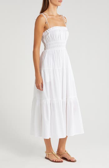Smocked Cover-Up Midi Dress