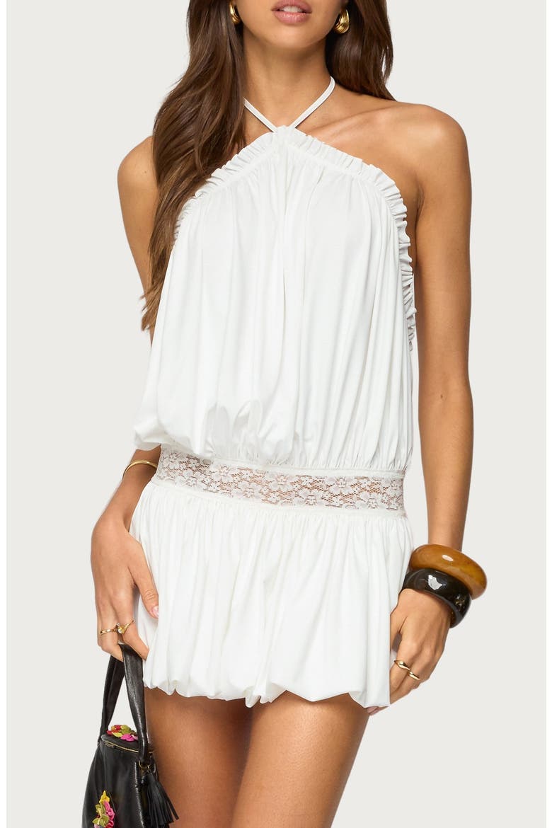 Aida Open Back Bubble Hem Minidress, Main, color, WHITE