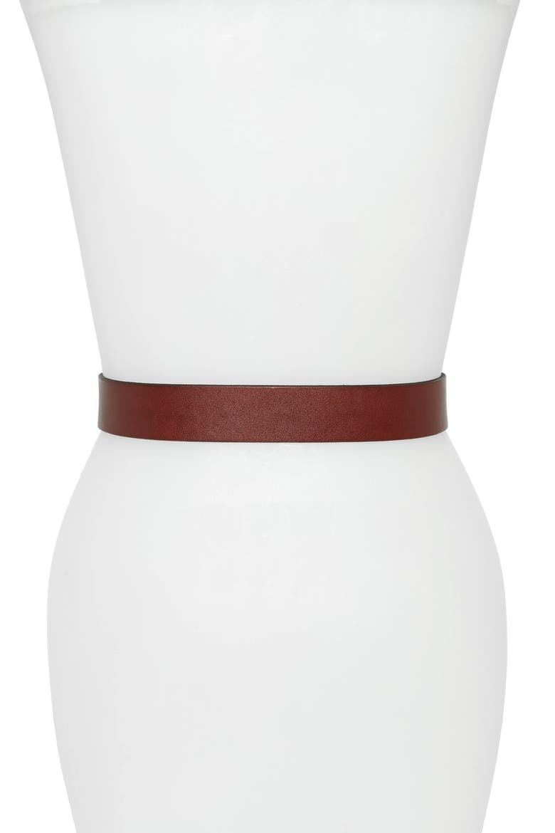 Leather Covered Buckle Belt, Alternate, color, RICH BROWN