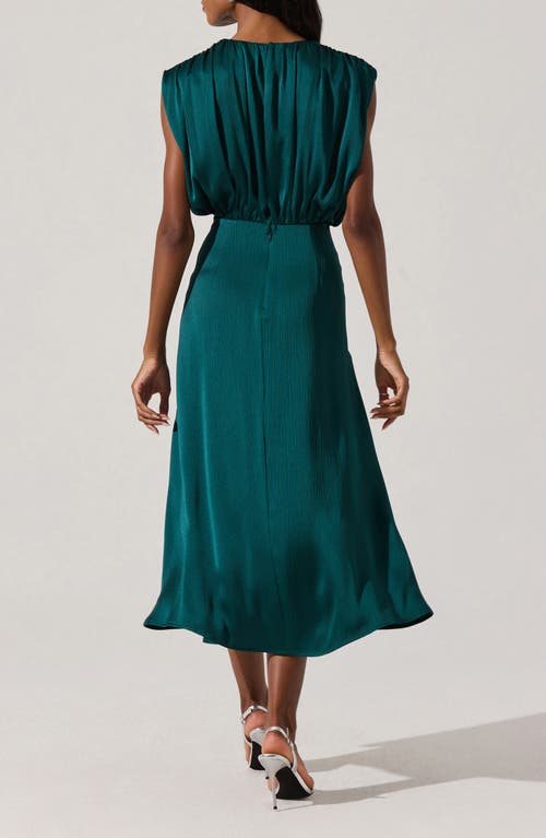 Astr The Label Cap Sleeve Satin Dress In Green