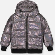 Deux par Deux Glitter Fleece Lined Removable Faux Fur Winter Puffy Jacket