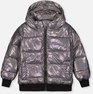 Deux par Deux Glitter Fleece Lined Removable Faux Fur Winter Puffy Jacket