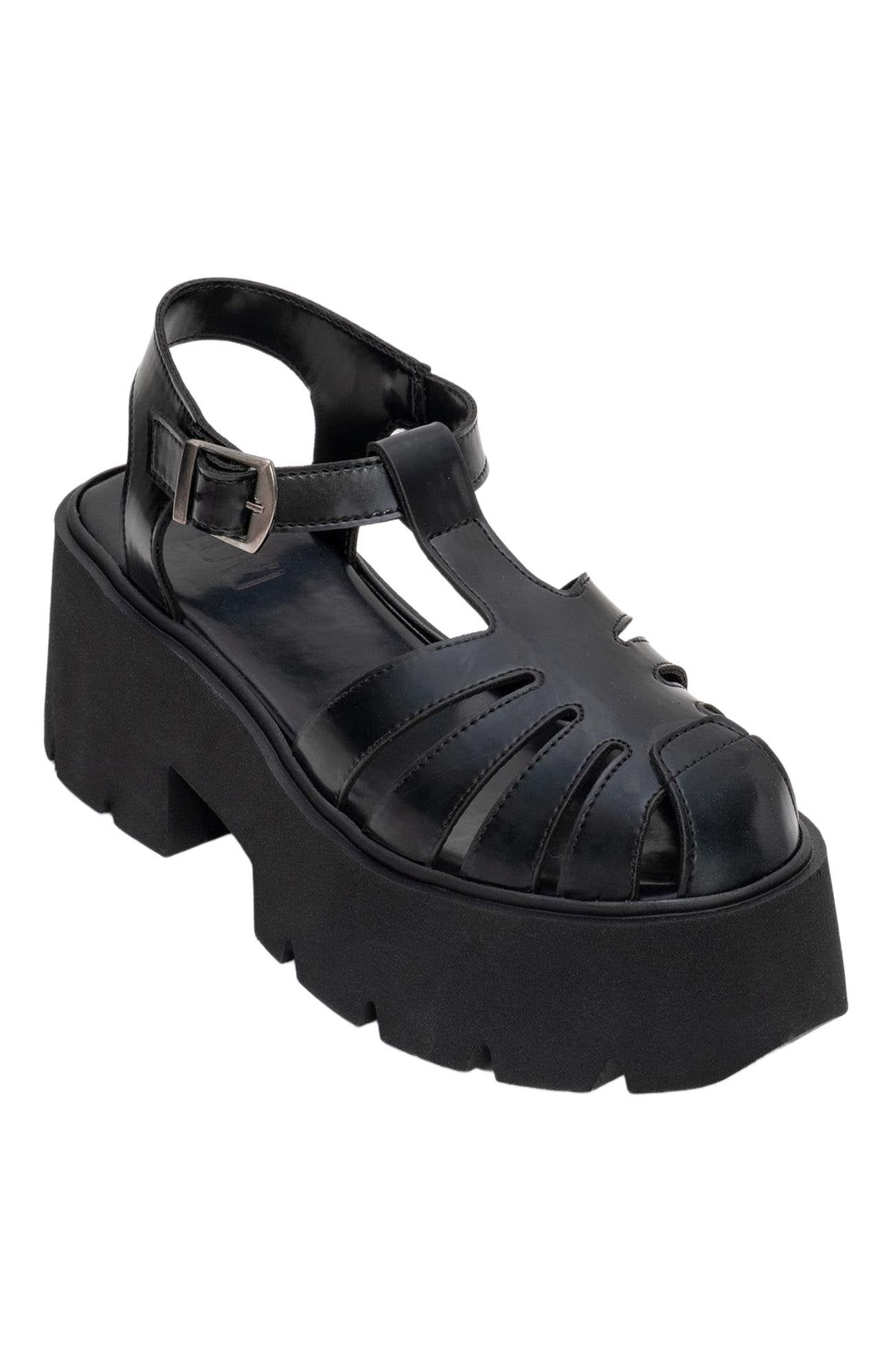 Prologue Shoes Verua Platform Sandal, Main, color, Black Faux Leather
