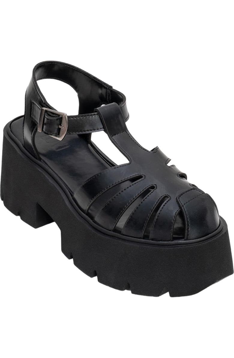 Prologue Shoes Verua Platform Sandal, Main, color, Black Faux Leather