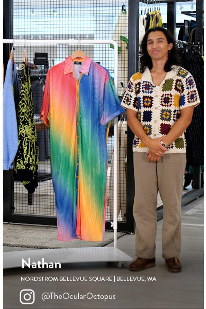 So Far So Good Oversize Plissé Shirt Dress video