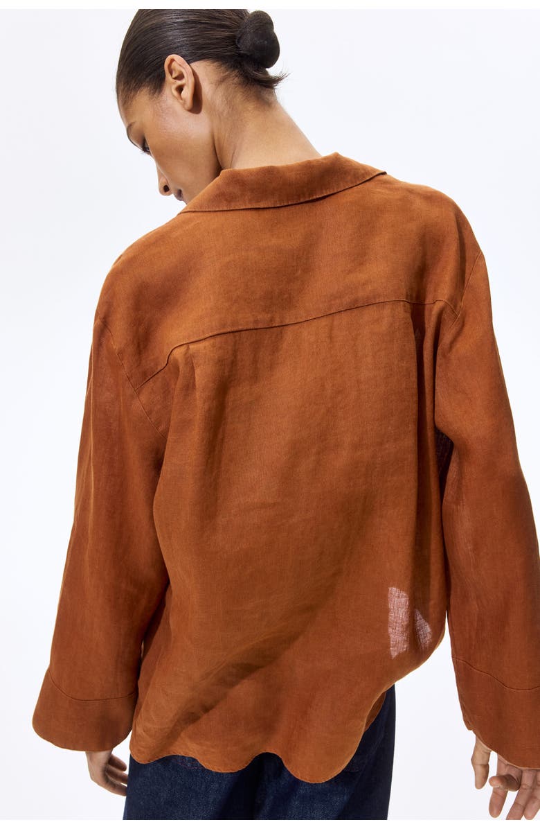 H&M Oversized Linen Shirt, Alternate, color, Dark Orange