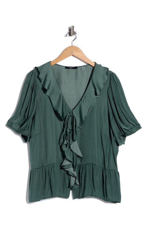 Ruffle Short Sleeve Peplum Top