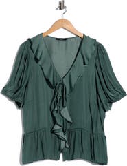 T Tahari Ruffle Short Sleeve Peplum Top