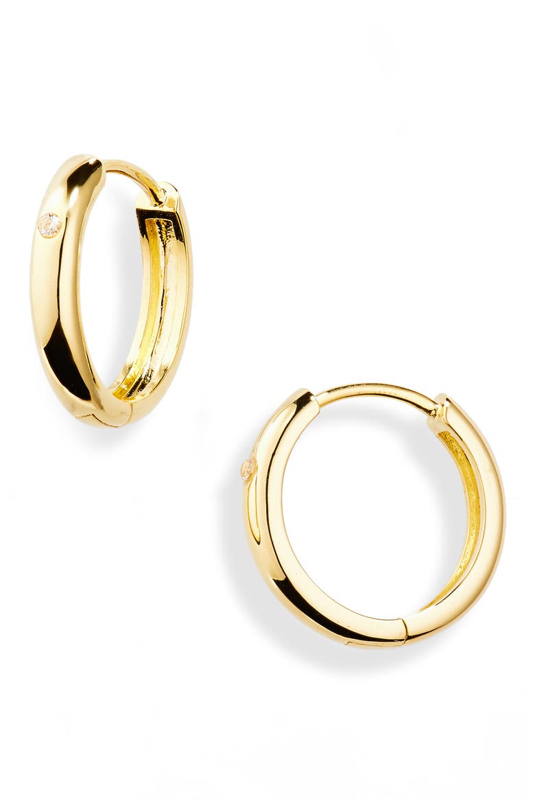 Demi-Fine Simple Huggie Hoop Earrings, Main, color, GOLD