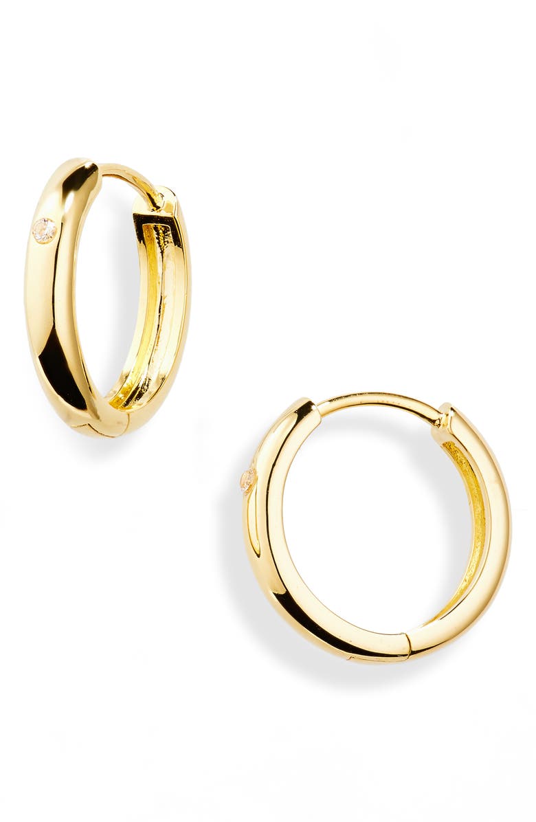 NORDSTROM RACK Demi-Fine Simple Huggie Hoop Earrings, Main, color, Gold
