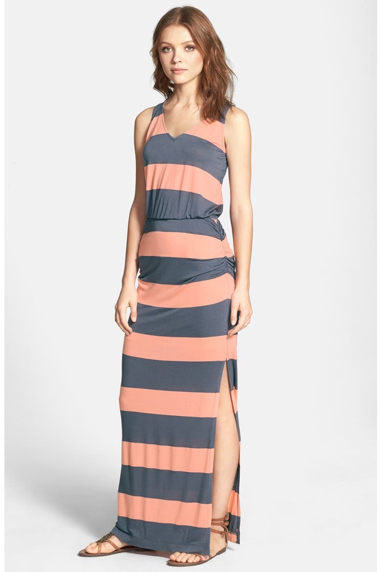 'Luna Lake' Stripe Racerback Maxi Dress, Main, color, NAVY/ PEACH