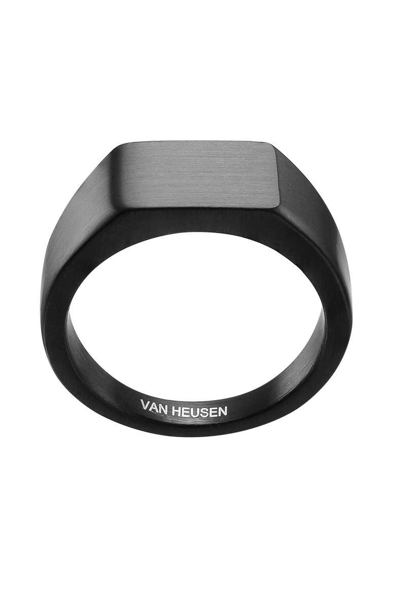 Men's Signet Ring, Alternate, color, BLACK
